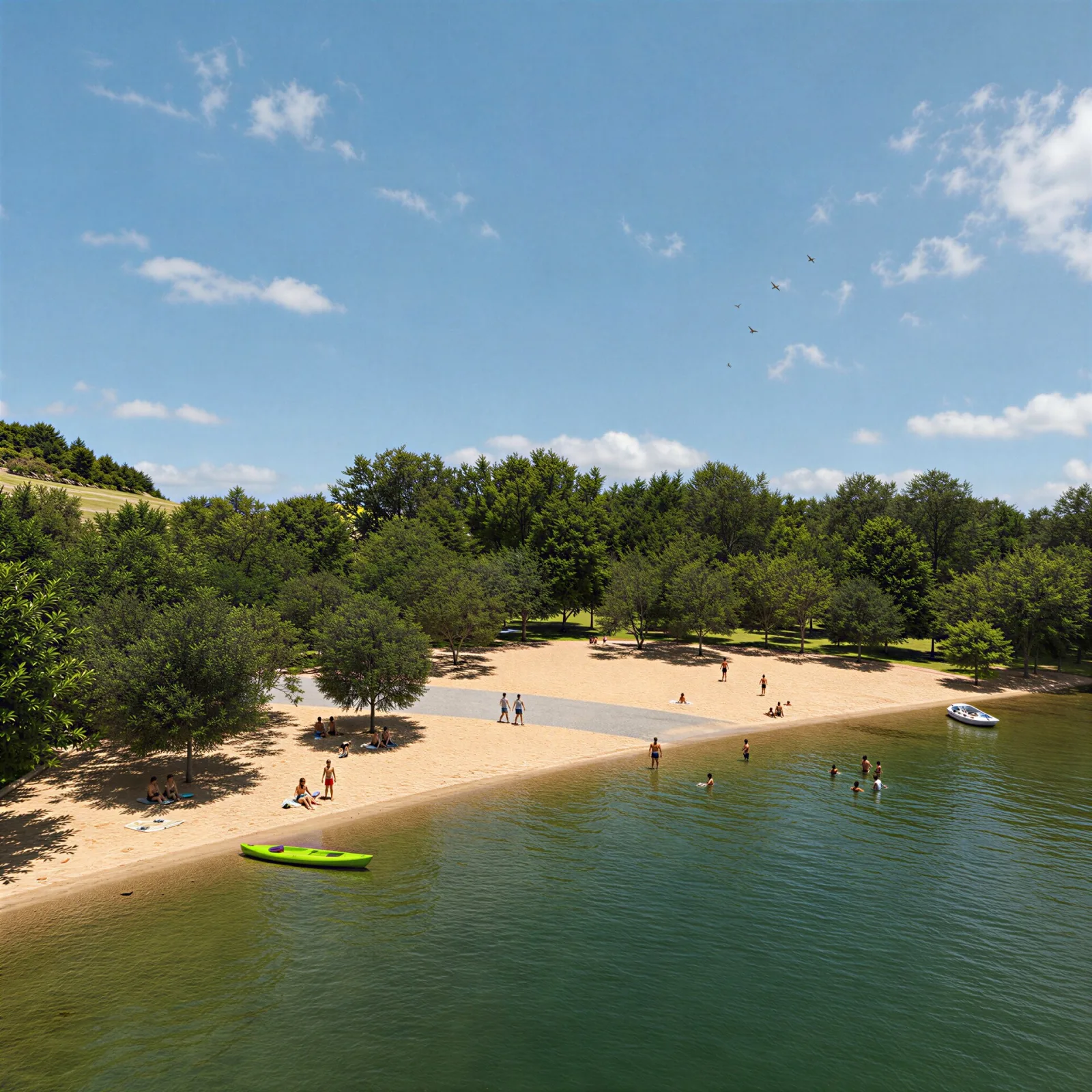 Perspectiva artística da praia projetada para o Reserva Boa Vista